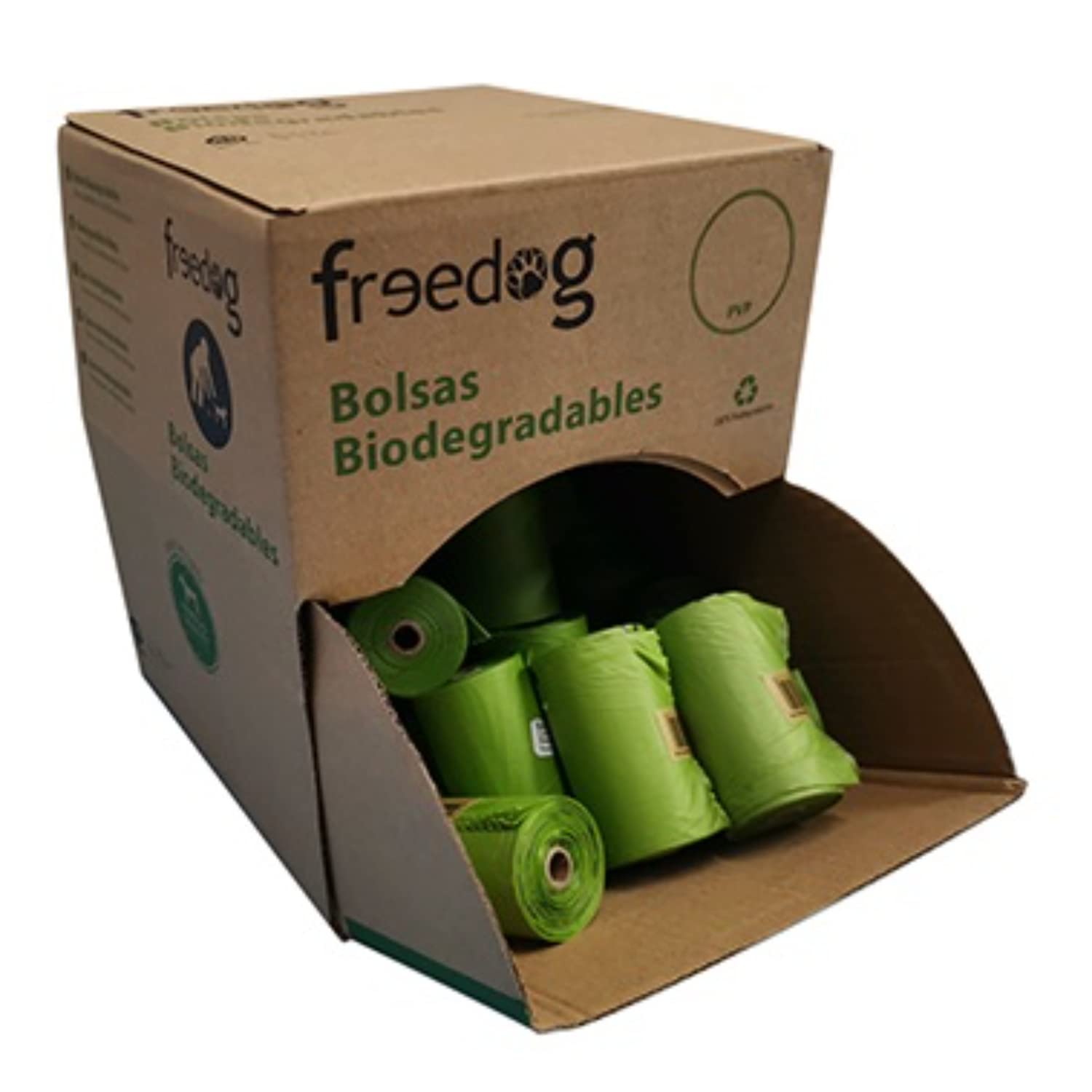 Expositor de Bolsas biodegradables 40 Rollos, Producto para Mascotas de la Marca Freedog, Color Multicolor