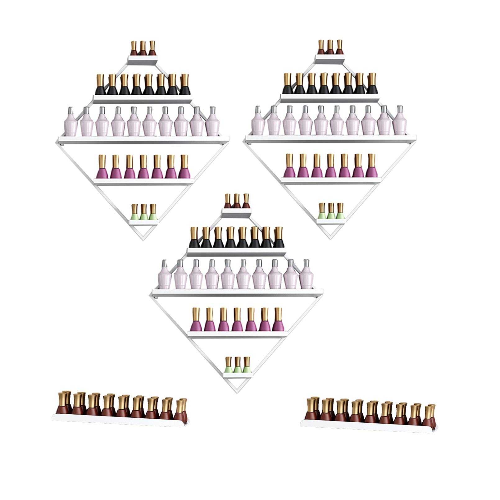 Storage rack Wall-Mounted Metal Nail Polish Display Rack Nail Salon Shop Golden 5 Layers Nail Polish Display Rack
