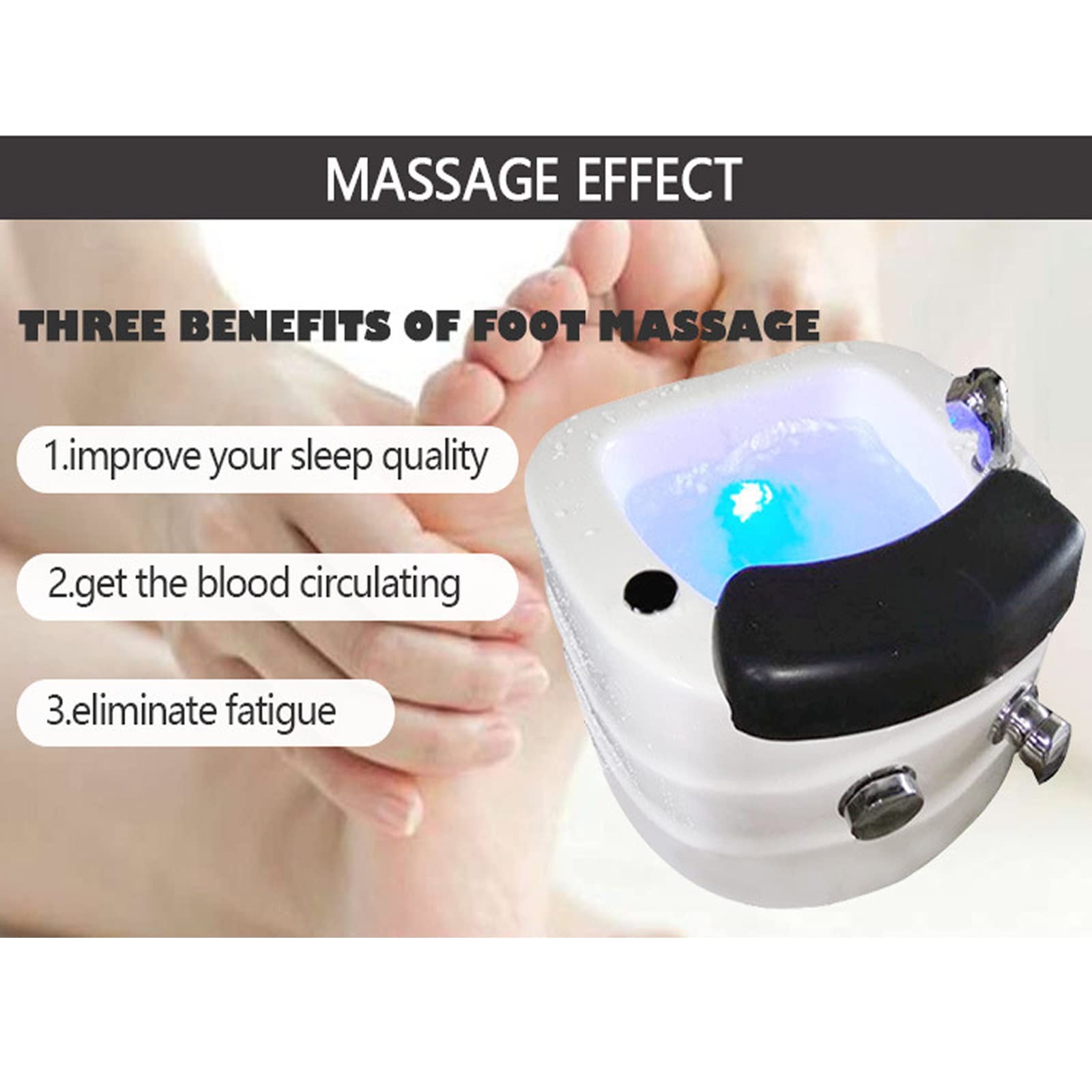 Wanna do stóp do moczenia stóp, wodny masażer do stóp, masażer spa do stóp, kąpiel stóp do pedicure spa, do ukojenia i relaksu zmęczonych stóp, z przełącznikiem regulacji temperatury, kolorowym światł