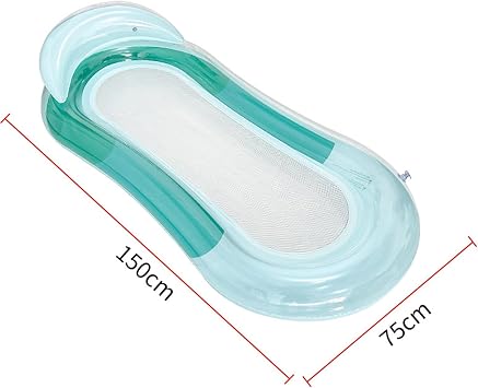 Adult Pool Float, Two-Pack, Tanning Inflatable Water Lounge Chair, Gradient Color Floating raft, with handrails and backrest, Lake Floats with net, 150cm*75cm