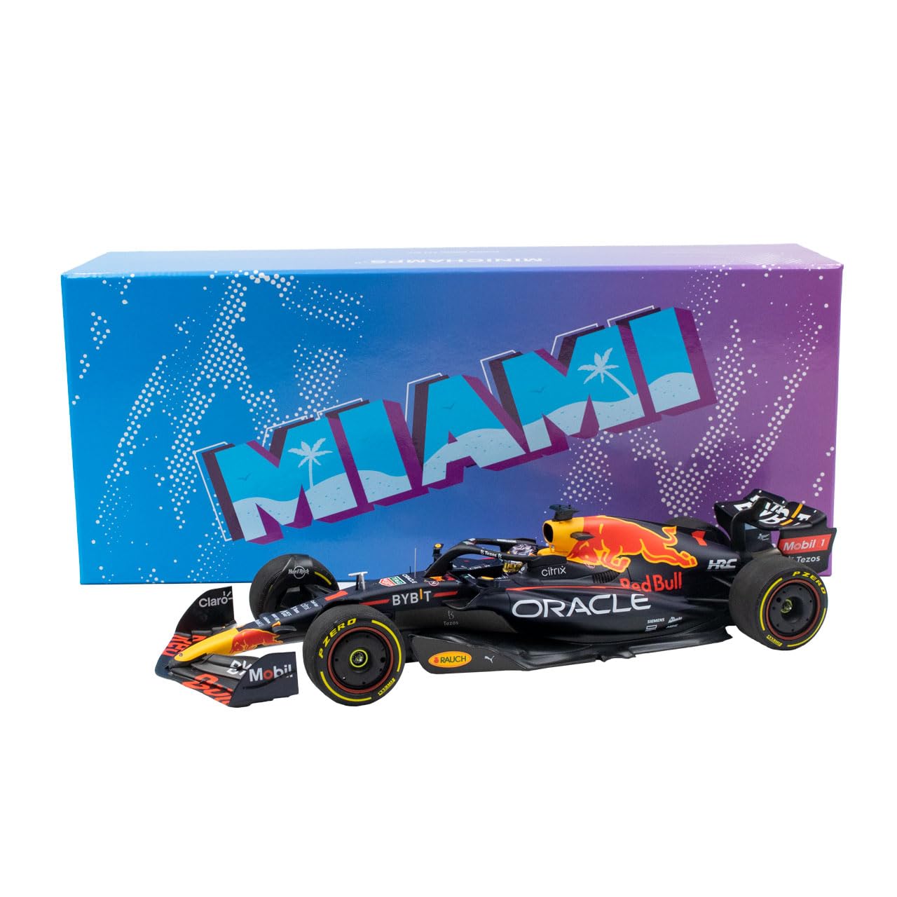 Minichamps 113220501 compatibile con Max Verstappen Oracle Red Bull Racing RB18 Formula 1 vincitore Miami GP 2022 edizione limitata 1:18