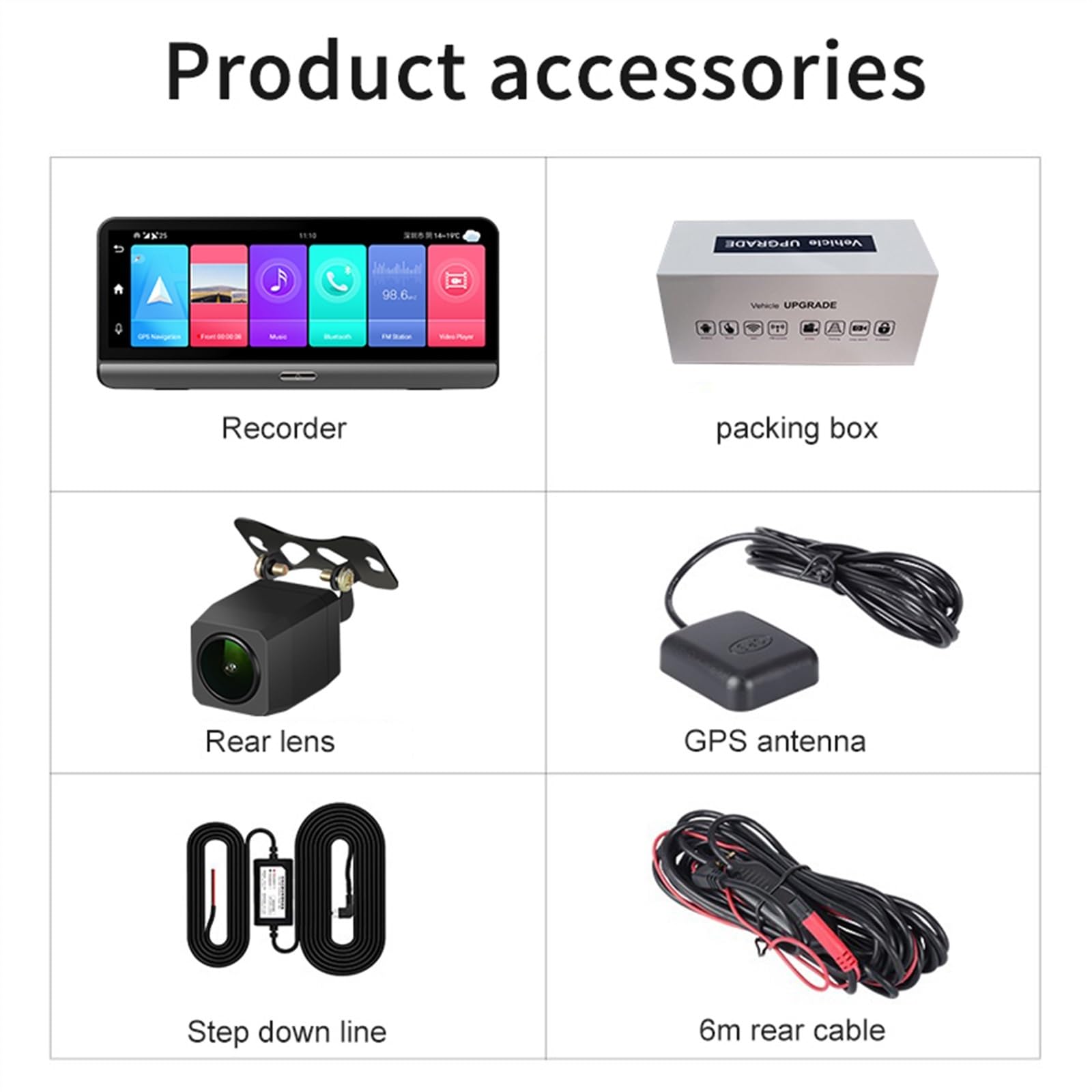 Kamera samochodowa, 8-calowa kamera samochodowa IPS GPS 4G FHD 1080P na deskę rozdzielczą z dwoma obiektywami samochodowy rejestrator wideo Night Vision 24H Park(With 32G Card)