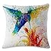 Symuitrc Cotton Linen Throw Pillow Cover Decorative 18 X 18 Inch Pack of 2 Watercolor Printing Couch Pillow Cases Cushion Cover Bird