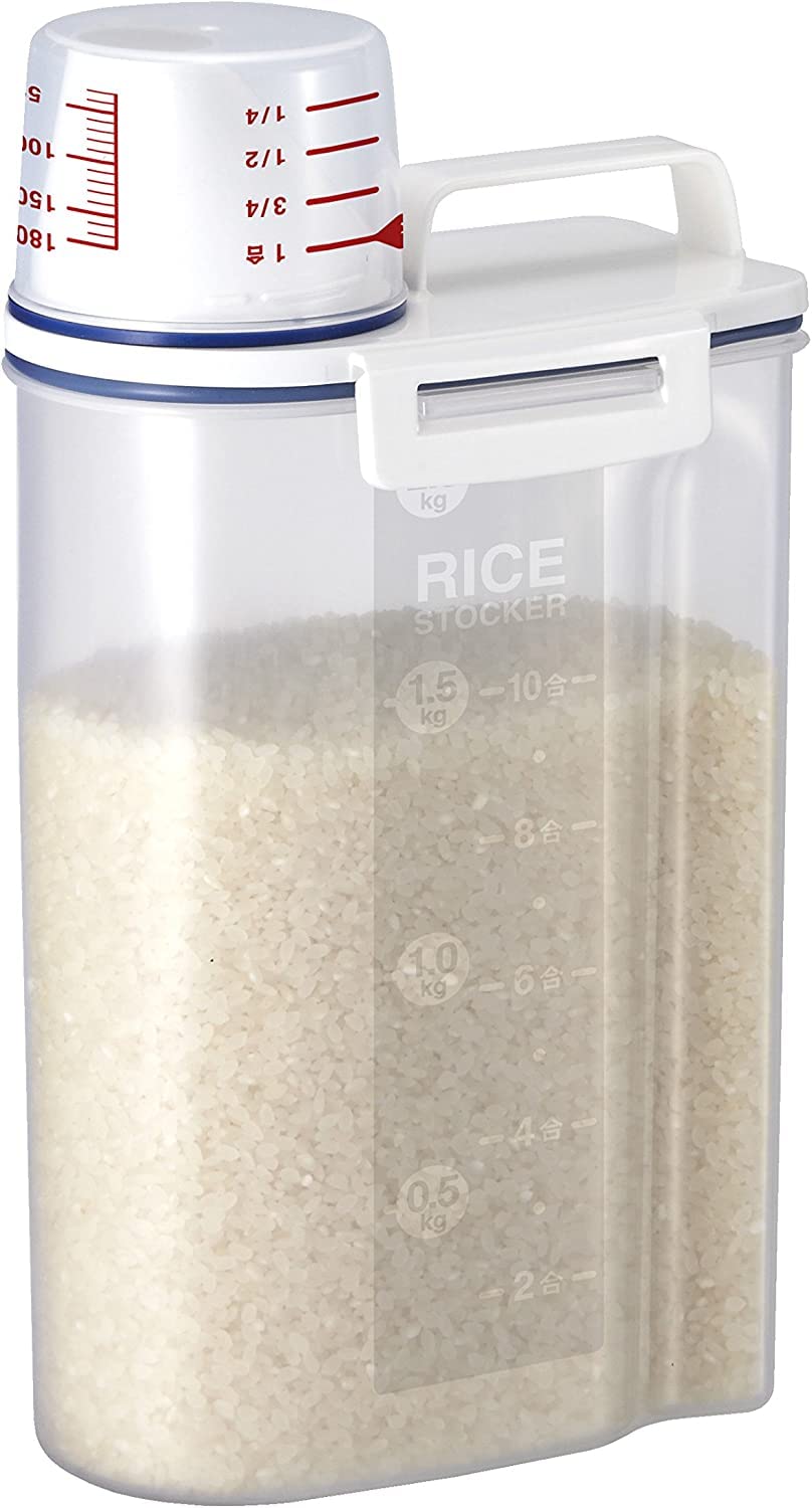 Taylor & Brown Rice Storage Container 3L - Airtight Food Storage Container with Measuring Cup, BPA Free Plastic Portable Cereal Container for Kitchen - Storage Bin for Beans, Flour, Pet Food