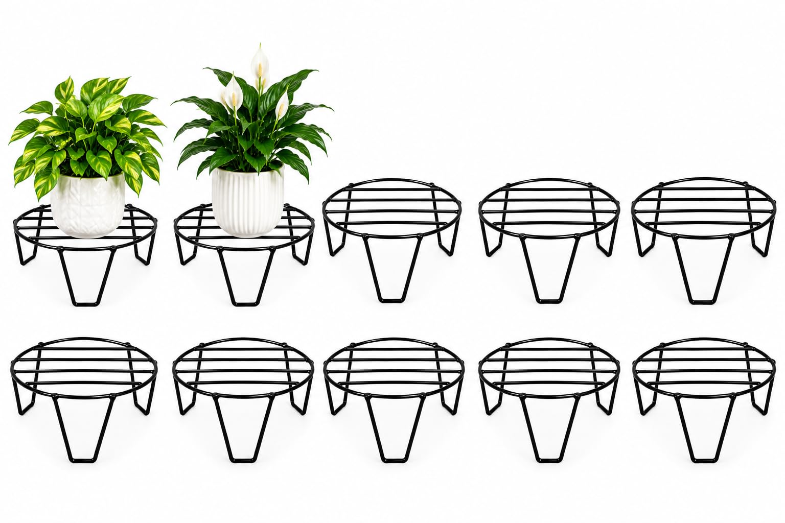 Black Metal Plant Stands - Set of 3 -8