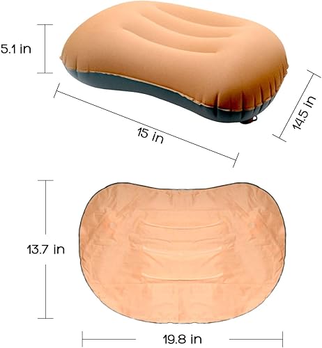 Miniatura 3 de Almohada inflable para mochilero y campamento para soporte de cuello y lumbar mientras acampas, mochileros, senderismo y viajes (naranja)