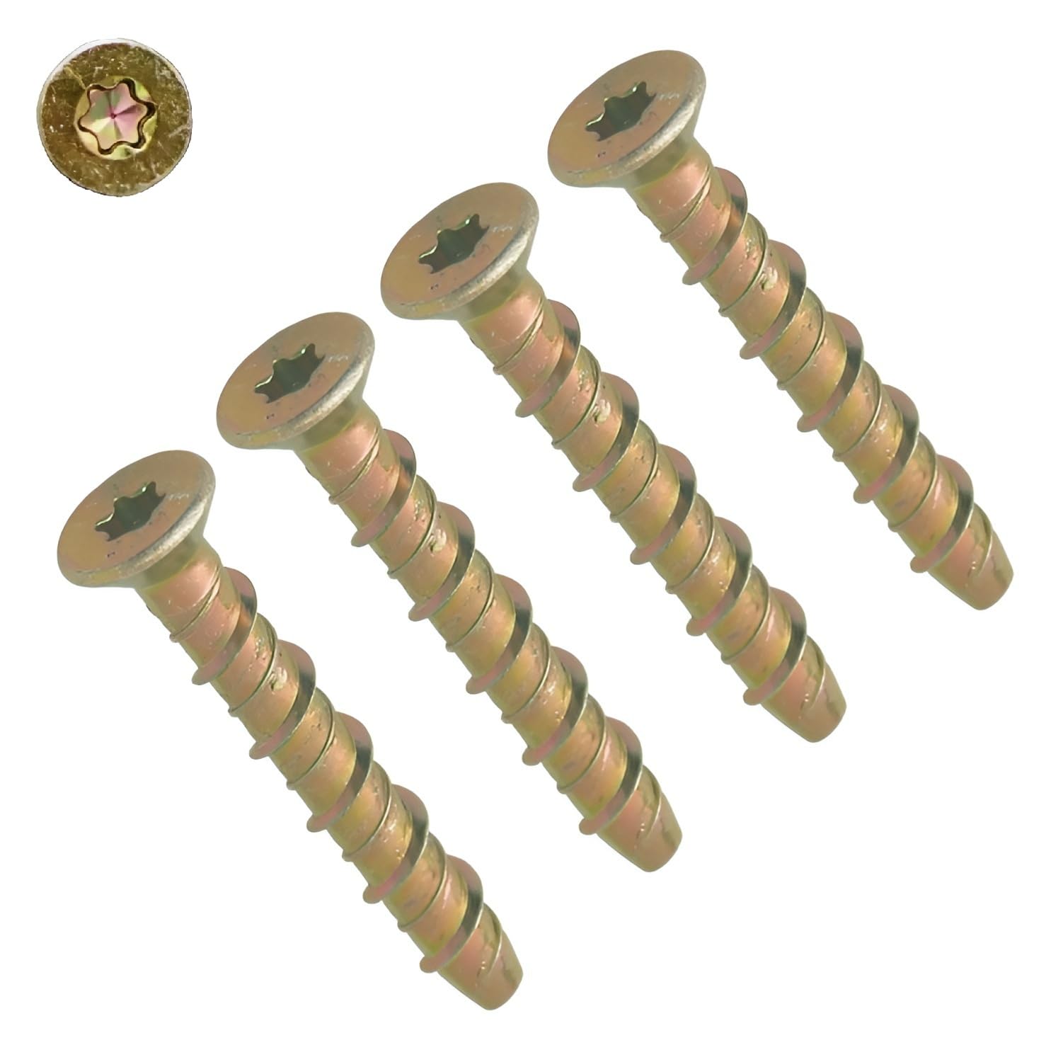 TERF® M6 X 130mm Masonry Concrete Anchor Screw Bolts M6 (6mm) X 130mm Torx Countersunk Head ZYP Self Tapping Anchor Screws Multi Fix Bolts For Concrete Masonry Brick Block Stone Wood - 4 Pcs