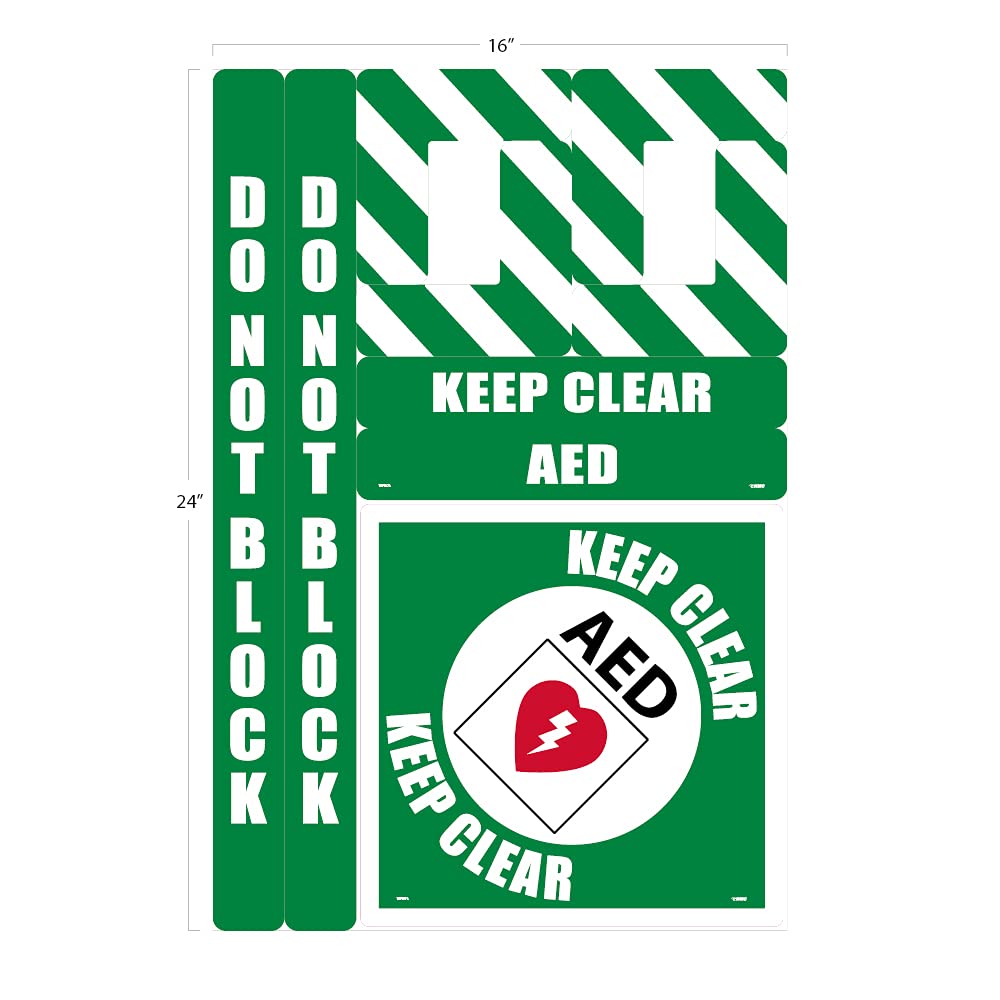 NMC WFK03 - Kit de marcado para suelo (configurable (incluye 12 x 12 tiras de marcado con ángulos de esquina), superficie antideslizante texturizada, Aed Keep Clear