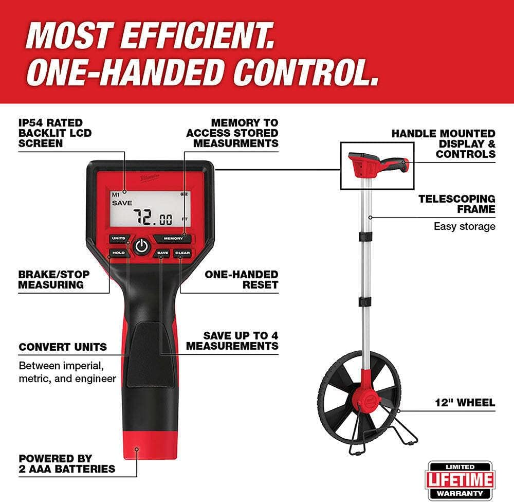 48-22-5112 for Milwaukee Tool 12" Digital Measuring Wheel w/ IP54 Backlit Screen