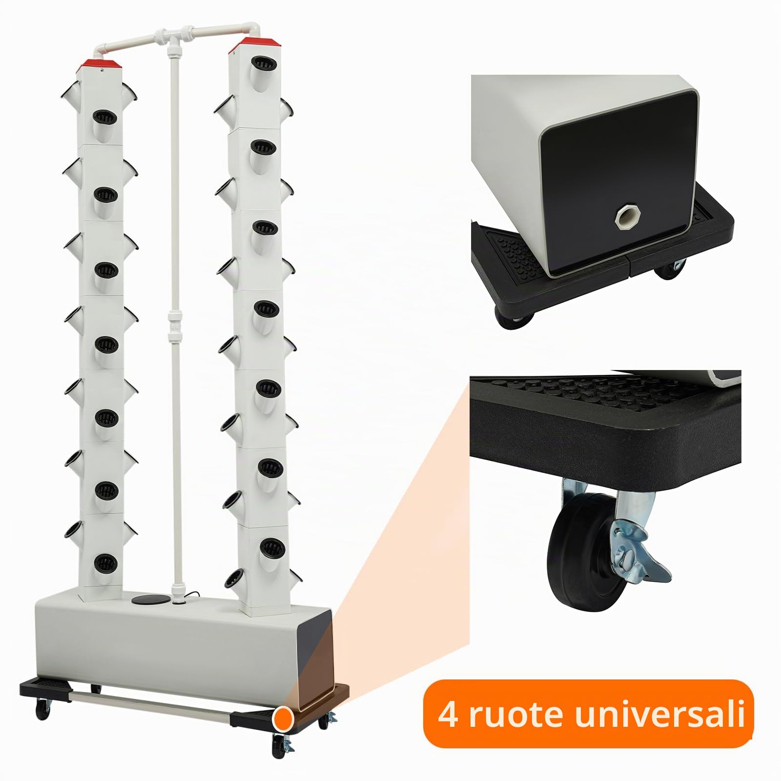 Sistema Idroponico 56 Pods – Torre Idroponica Verticale con Serbatoio Acqua 30 L, Sistema Aeroponica per Coltivare Erbe, Frutta e Verdura in Casa