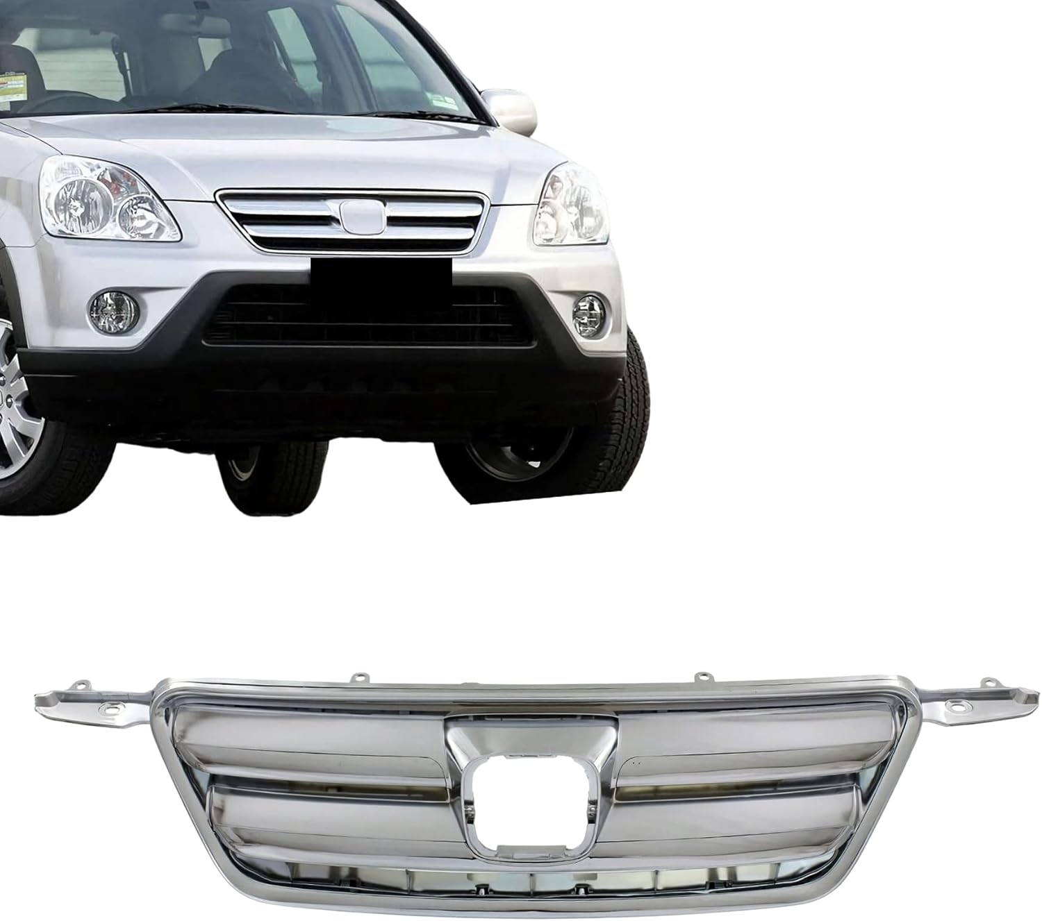 CarPartsDepot Front Grille Grill Chrome Shell With Black Insert Compatible With 2005 2006 Honda CR-V HO1200194 71122S9AA01