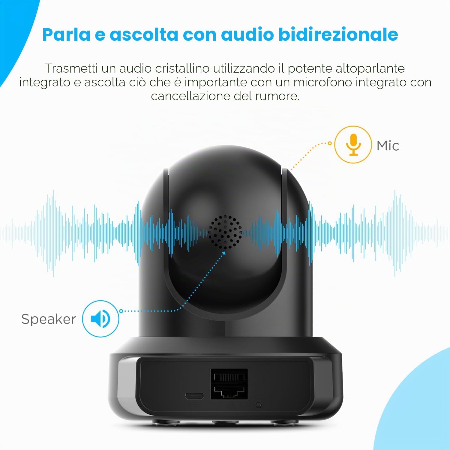 Amcrest ProHD IP2M-841B Telecamera di sorveglianza IP Wi-Fi con funzione pan/tilt, audio bidirezionale, facile installazione, registrazione su cloud opzionale, Full HD 1080P (1920TVL), angolo di vista a 90° e visione notturna (nera)