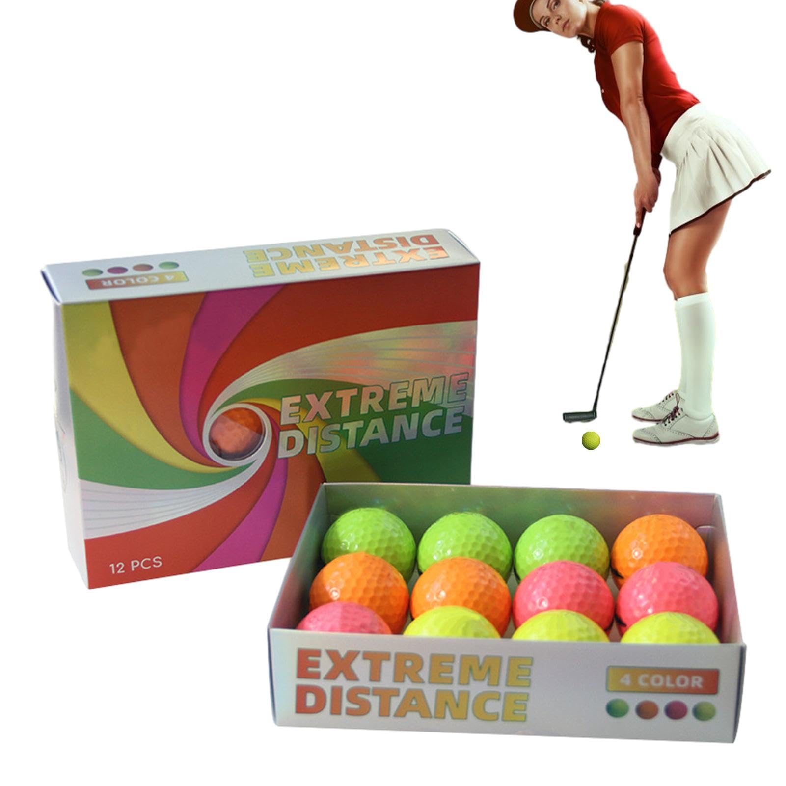 Golftrainingsbälle, Golfbälle für den Garten | 12 x bunte Golfbälle | Doppelbrücke, professionelle Golfbälle, vielseitig, Golfberufe für den Innenbereich
