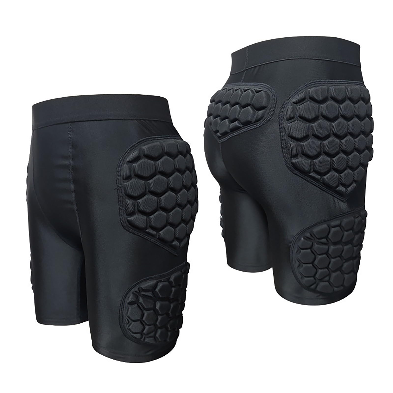 Black Men's Padded Compression Shorts,Men's Padded Compression Shorts 5-Pad Football Girdle High Impact Protective Pants Hip Thigh Guards Skateboarding Cycling Snowboarding Anti-Collision Gear