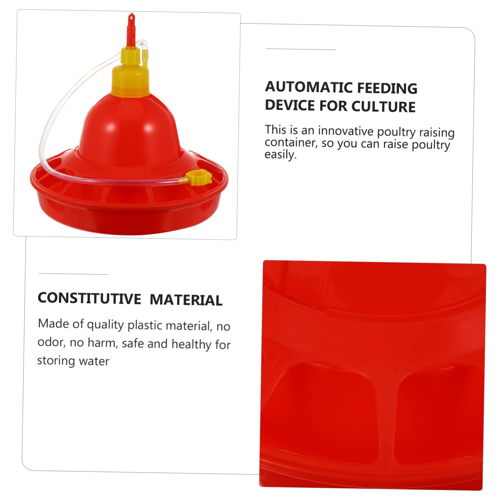 BESPORTBLE Mangiatoia Automatica Contenitore Acqua per Pollame in Plastica Rossa Resistente al Freddo Adatto a Galline e Anatre per Uso Agricolo e Interno