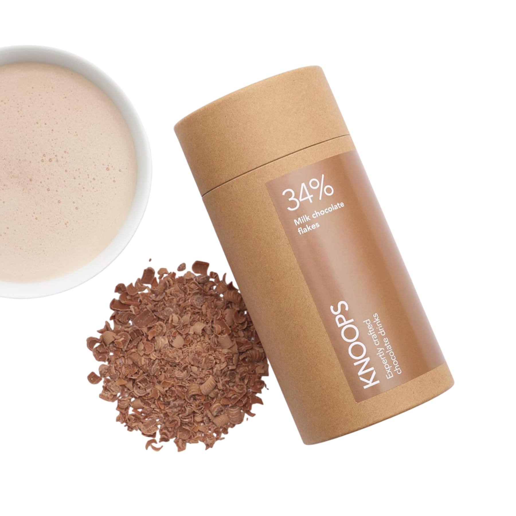 Knoops Hot Chocolate Flakes, 34% Milk Luxury Hot Drinking Chocolate, Delicious Milky Cocoa Drink with Real Choc Flakes, All Natural Ingredients, 250 g, Equal to 8 Serving Sachets