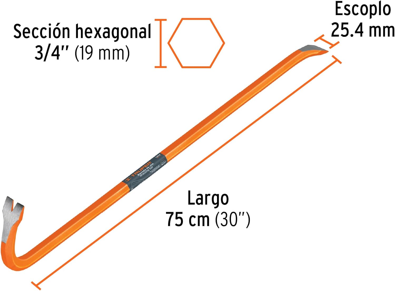 TRUPER BU-75 Wrecking Bars 3/4" x 30"(75cm)
