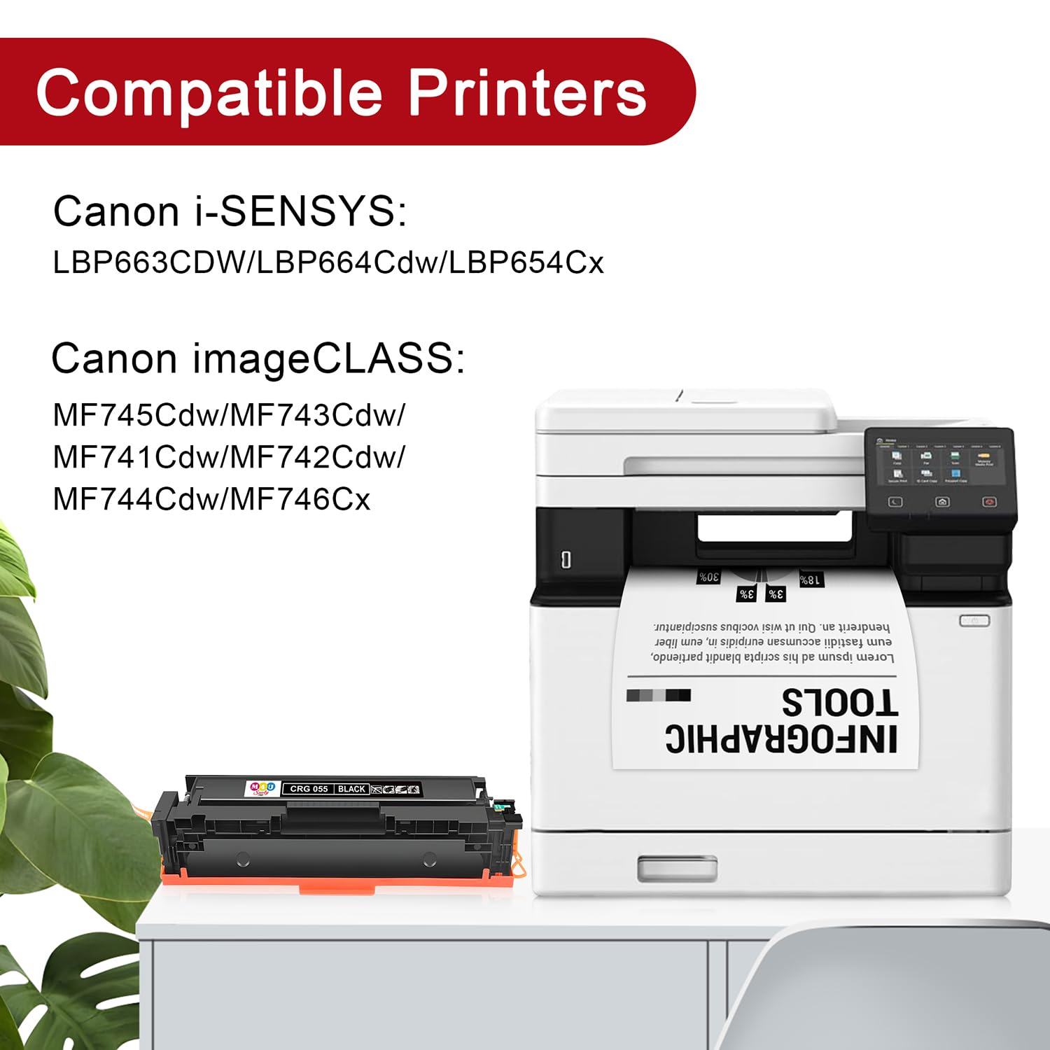 055 Cartouche de Toner Noir pour 055 055H imageCLASS MF742Cdw MF746CX MF744CDW MF746CDW LBP663CDW LBP664CX MF745CDW MF741CDW MF743CDW (Lot de 2, Noir)