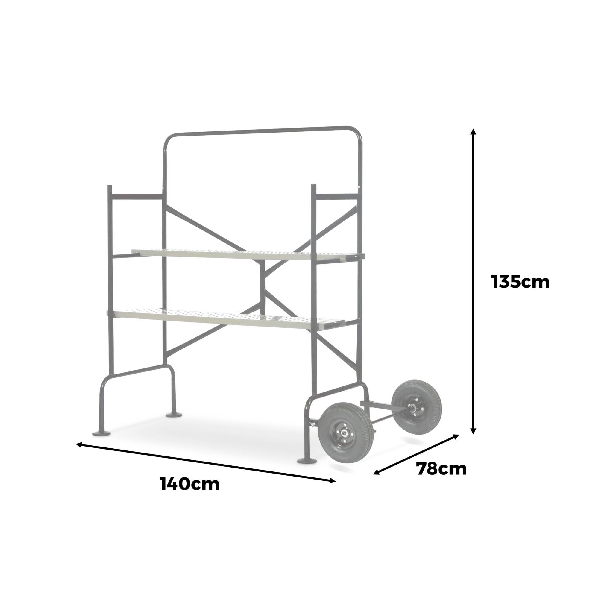 Alice's Garden - Echafaudage Roulant et Pliant sur Deux Niveaux - Mobile. 2 Roues. L140x l78 x H135cm Ouvert. Poids supporté 150 kgs