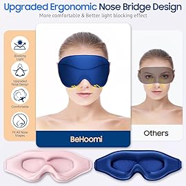 BeHoomi Sleep Mask, 2 Packs Premium Eye Mask for Sleeping, Total Blackout, Superior Soft Comfort, Upgraded 3D Ergonomic Designed Sleeping Mask for Home, Office, Travel, Meditation, Yoga, Blue & Pink