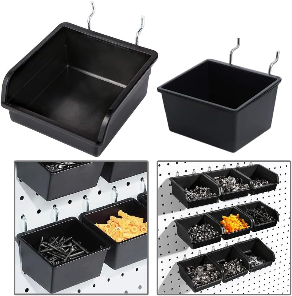 Efficient Garage Workshop Storage Solution Pegboard Basket with Hook and Labels
