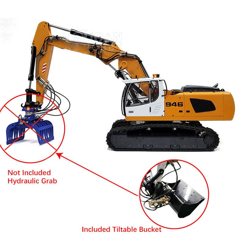 1/14 946-3 10CH Hydraulic Tracked RC Bagger Metall Kippbare Eimer Ripper Motor Servo ESC LESU Baufahrzeug