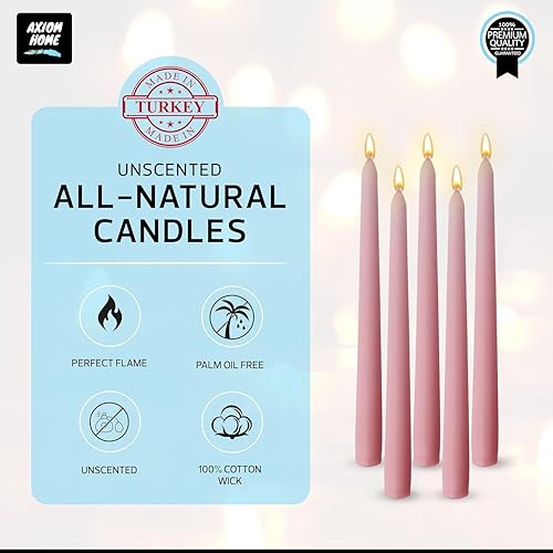 Miniatura 48 de Axiom Candles Velas altas sin goteo de 10 pulgadas sin perfume y sin humo, 9 horas de tiempo de combustión, velas cónicas para el hogar, cenas