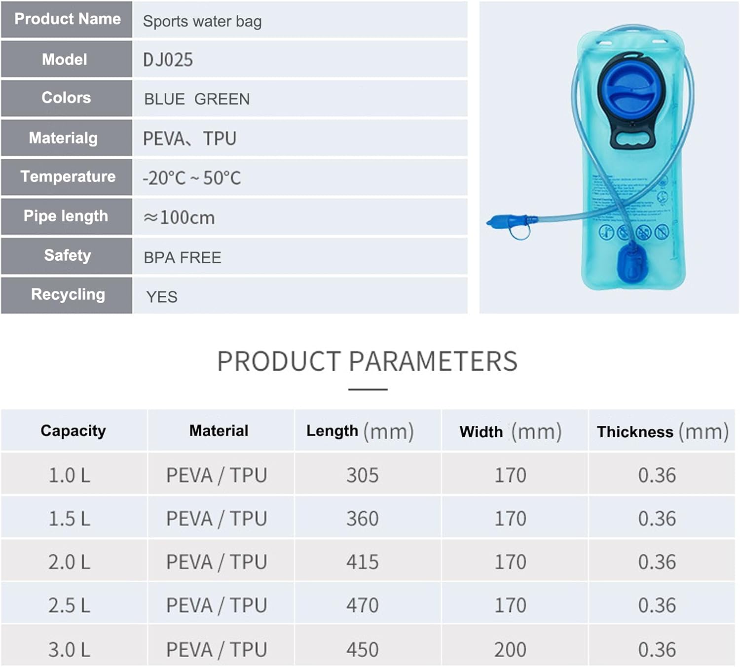 Aonijie Sacca Idratazione Zaino 1L/1.5L/2L/3L - Per Trekking, Ciclismo, Corsa E Arrampicata - Foto 5