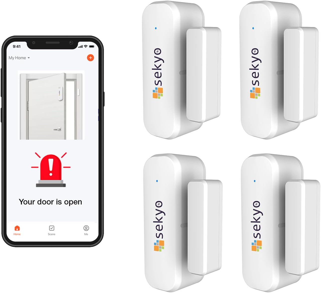 sekyo Smart WiFi Door Sensor Home| No Hub Required| App Alert, Works with Tuya Smart Life Devices, Compatible with Alexa, Google Home, Siri| Smart WiFi Door Sensor for Home/Office (Phone Alert, 1)