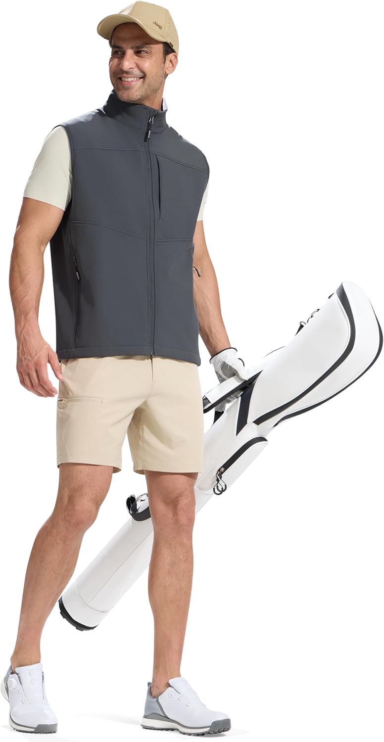 FREE SOLDIER Men's Lightweight Golf Vest Outerwear Windproof Sleeveless Softshell Jacket Running Vest - Image 7