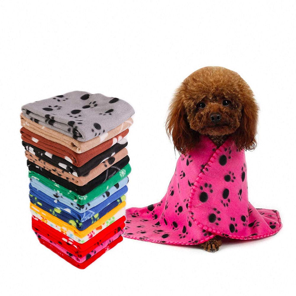 Coperta per Gatti 60X70cm Coperta per Animali Domestici Tappetino Rosso Morbido Caldo Pile Paw Print Design Pet Mat Letto Divano Pet Fodere per Cuscini Asciugamano 5Pz