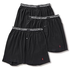 POLO RALPH LAUREN Mens Classic Fit Cotton Knit Boxers 3 Pack