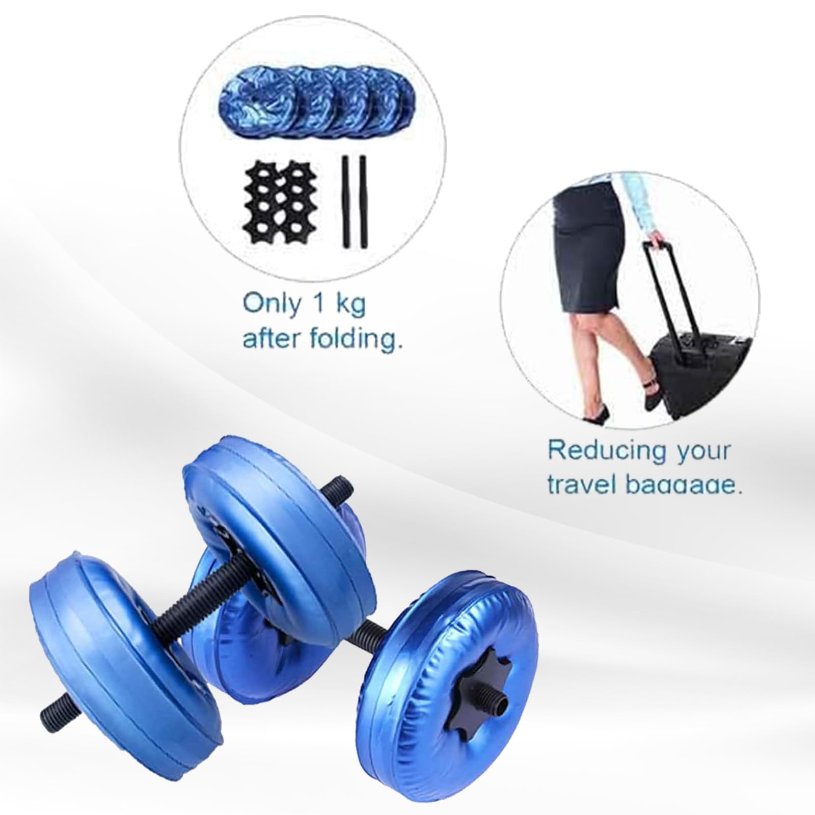 Water Filled Dumbbells Set, Water Filled Weights 2Pcs/Set, Portable Travel Weights, Shaping and Body Building, Strength Training, 8-10kg Portable PVC Travel Dumbbells