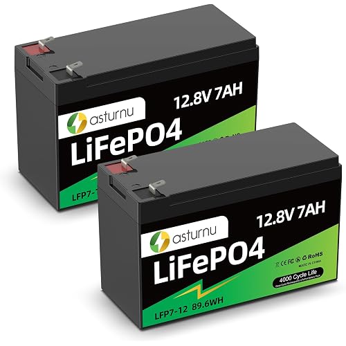12V 7Ah(8Ah) Lithium Battery, LiFePO4 Battery, 4000+ Deep Cycle Lithium Iron Phosphate Rechargeable Batteries, Built-in BMS, Ideal for Replacing Most Backup Power, Lighting, Fish Finder, Security