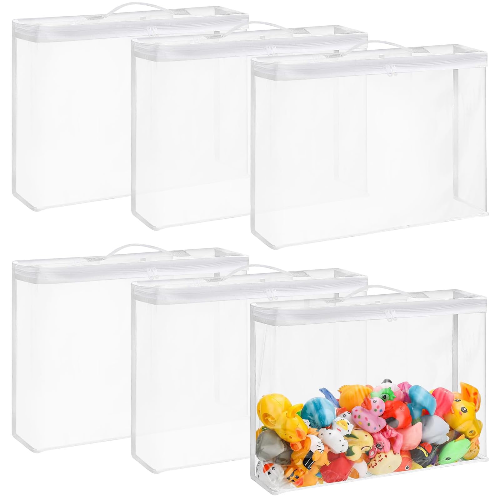 6 Pcs Clear Clothes Storage Bag Organizer with Reinforced Handle, ClothesBlankets Storage Bags with Zips for Sweater ClothesBed Sheet Quilt Organizer with Zipper for Closet Linen Sweater Durable - W