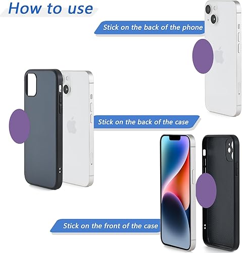 Miniatura 3 de Imanes de teléfono para la parte posterior del teléfono, placas de metal universales, 2 rectangulares y 2 redondos con adhesivo, imanes de teléfono