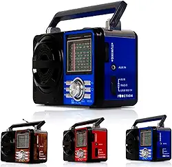 Rádio Portátil Fm/Am Bluetooth Usb Bivolt E Pilha - Caixa De Som 110V/220v Vintage Antigo Retro Recarregavel (Azul)