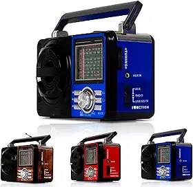 Rádio Portátil Fm/Am Bluetooth Usb Bivolt E Pilha - Caixa De Som 110V/220v Vintage Antigo Retro Recarregavel (Azul)