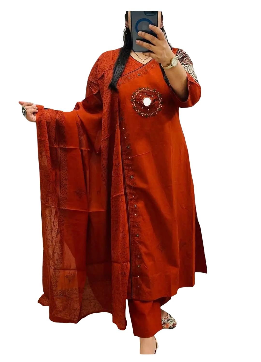 Rust Royale Ethnic Wear Set (IN, Alpha, 2XL, Regular, Orange)