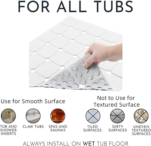 Miniatura 9 de Tapete de ducha antideslizante de 21 x 21 pulgadas, de silicona, plegable, con ventosas y agujeros de drenaje, inodoro, ecológico y duradero,