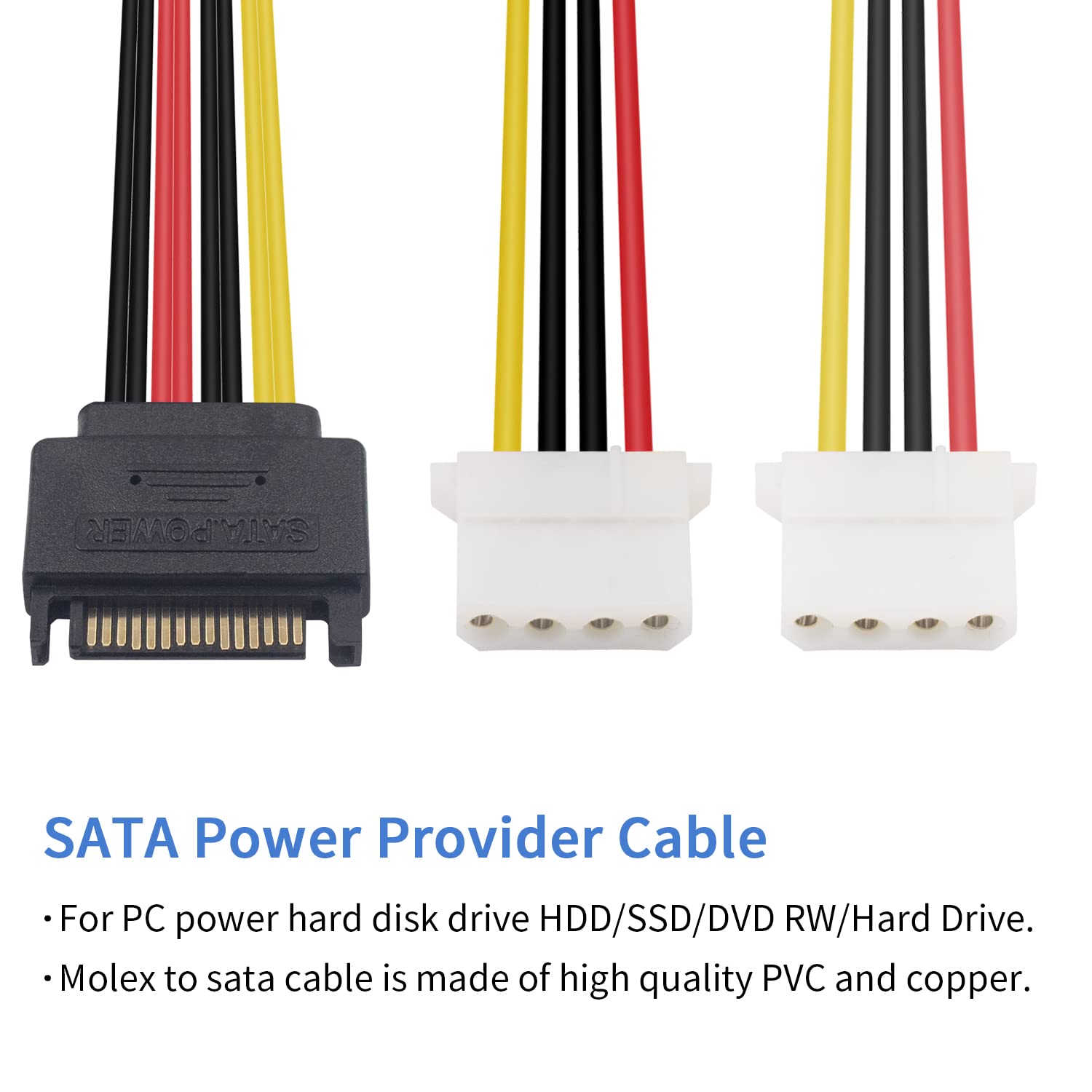 Cavo Alimentazione Y Splitter SATA - Da 4 Pin Molex A Doppio SATA 90 Gradi, Per Dischi Rigidi Interni PC