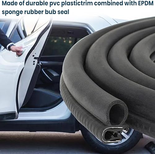 Miniatura 3 de BESULEN Tira de sello de goma para puerta de automóvil con bombilla lateral, burlete en forma de U de 19.7 pies, insonorización, accesorios