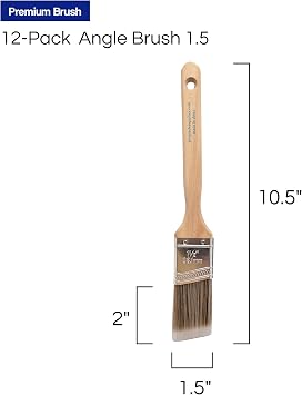 Pro Grade Paint Brushes, 1.5 Inch Angle Paint Brush, Walls & Trim, 12 Pack