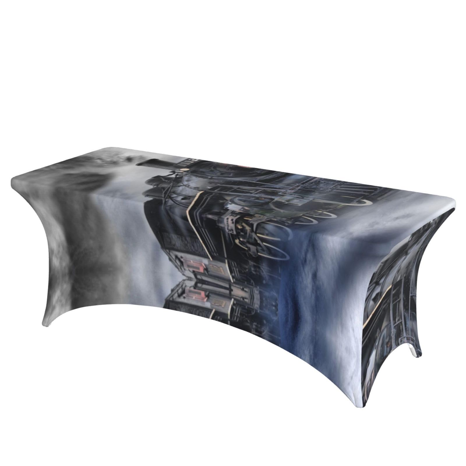 ERCgad Steam Train Clouds Print Rectangular Tablecloth Dining Banquet Party Events Home Celebration Table Cover