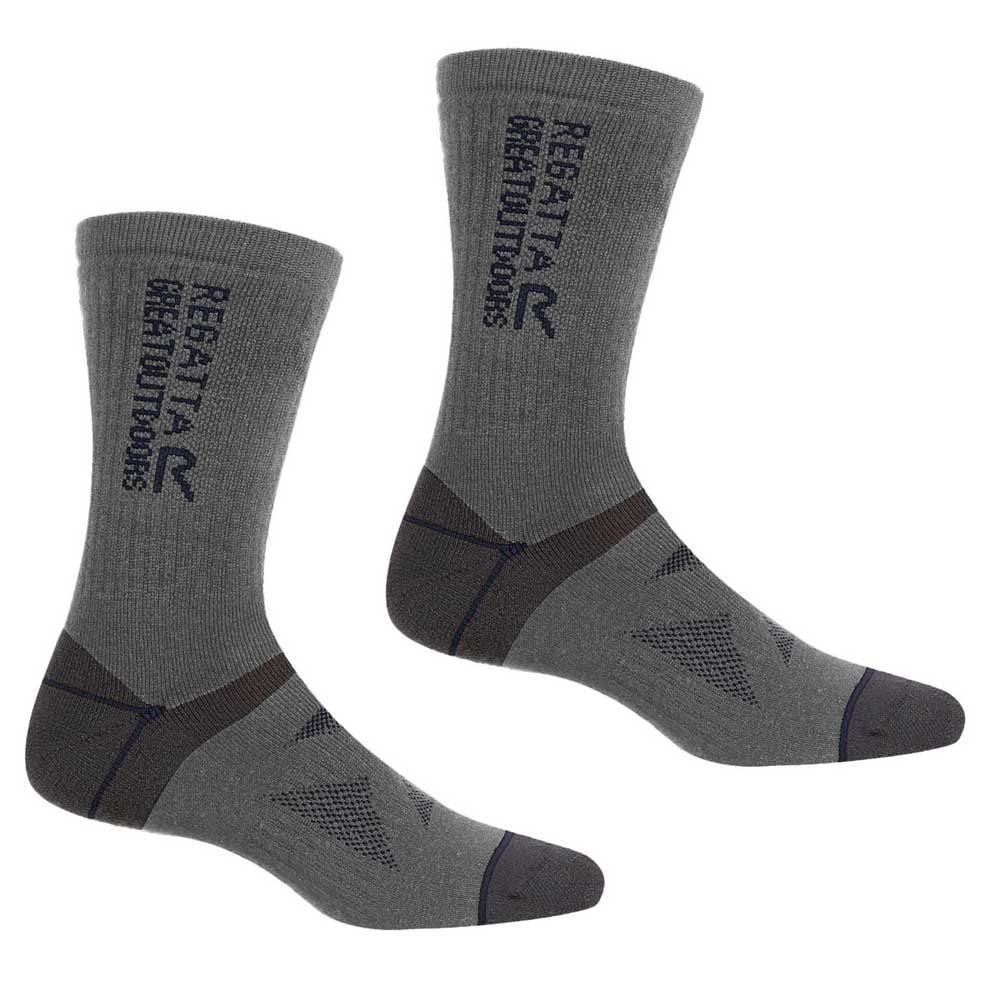 Regatta Adult's 2 Pair Wool Hiker Socks Briar/Navy 6-8