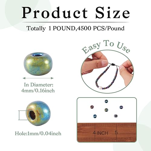 Miniatura 2 de Craftdady 6/0 cuentas de semillas de vidrio de 0.157 in aproximadamente 4500 piezas metálicas brillantes pequeñas cuentas espaciadoras sueltas para