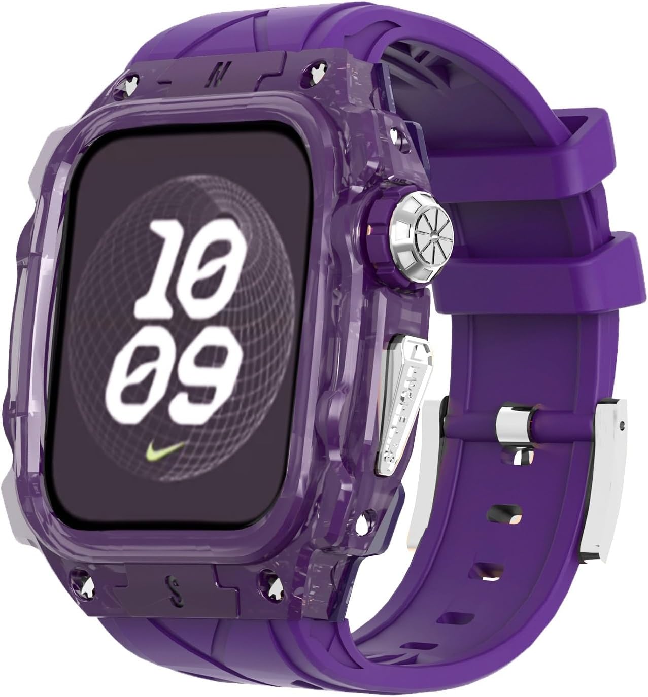 Transparent Designer Rugged Case with Band Compatible with Apple Watch 46mm Bands, Luxury Crystal Clear Military Protective Cover Bumper Tactical for iWatch Series 10 46mm (2024) Men Women Strap