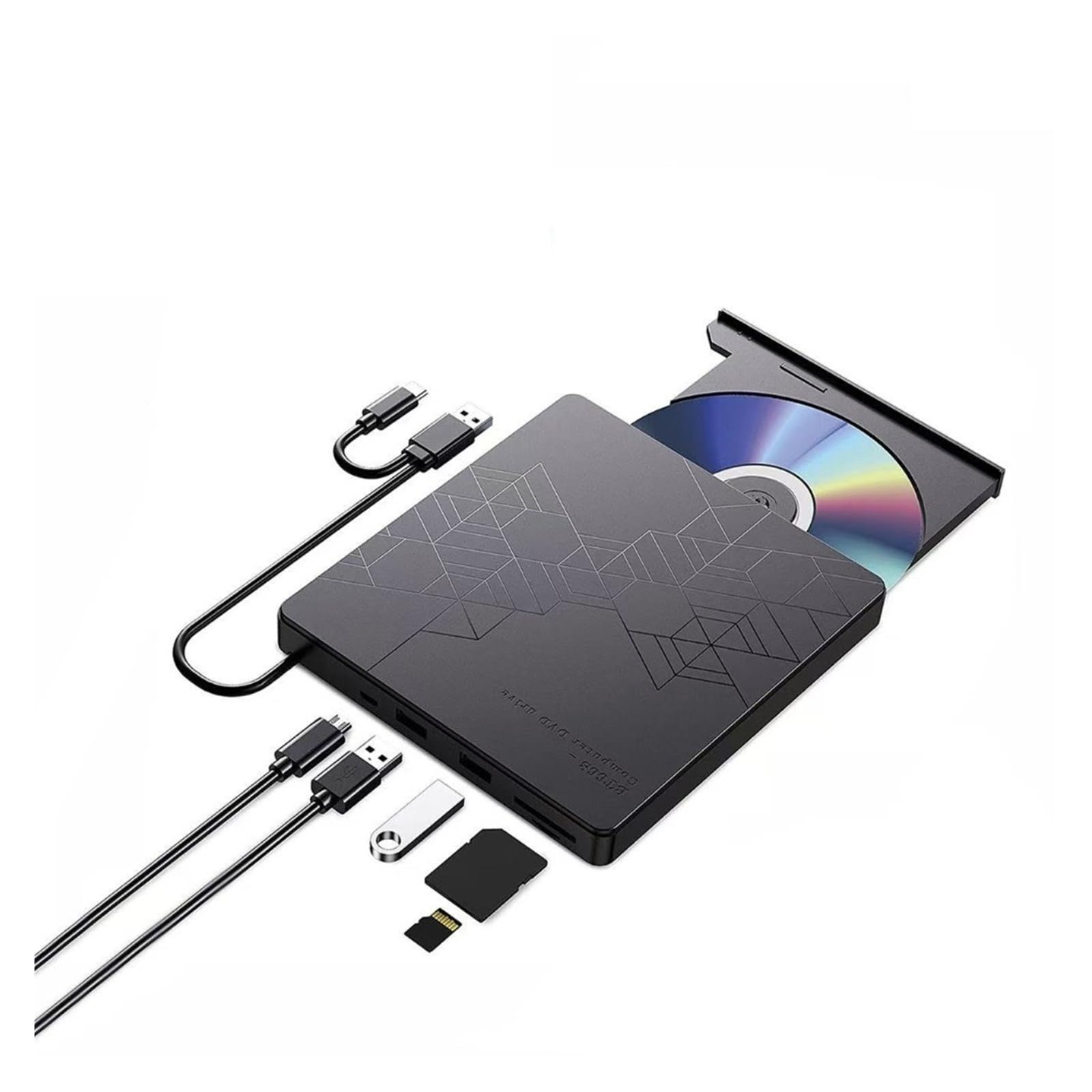 JVDDI 5-In-1 External Blu-Ray Drive，Portable Optical Drives DVD CD Burner Player Reader for Laptop
