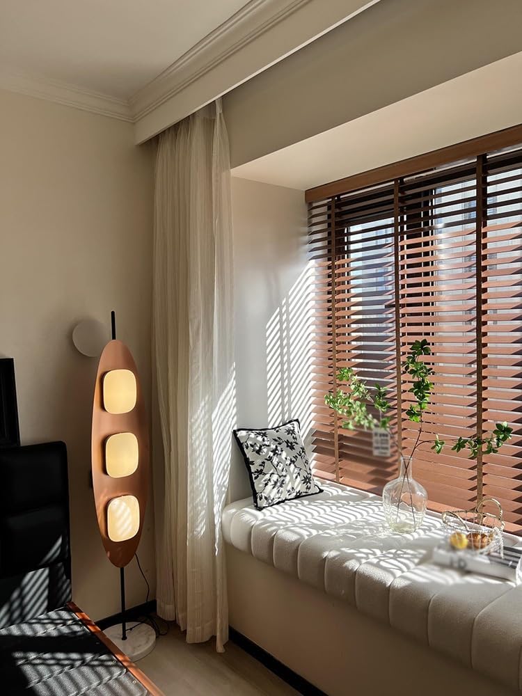 Room Darkening Venetian Blind Cordless Wood Window Blinds, 2" Blackout Privacy Horizontal Shades 27 31 38 42 48 52 20 40 46 58 72 Inch Width Easy Install for Kitchen Bathroom Camper(Walnut Brown)