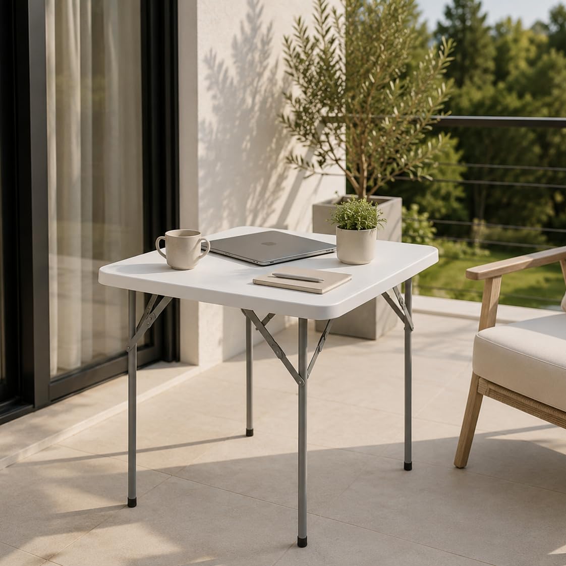 Mesa Plegable Compacta NIXGARDEN para 4 Personas, Mesa Portátil de 84 cm, con Estructura de Acero, Ideal para Comedor, Oficinas y Eventos